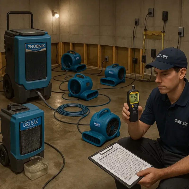 Structural Drying and Dehumidification process in Belleville, WI